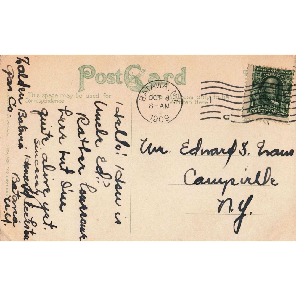 Vintage 1909 NY State School for the Blind Postcard Batavia New York Litho - Picture 2 of 2